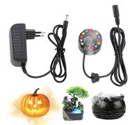 DAJASD Brumisateur à Ultrasons, Nébuliseur à ultrasons avec 12 LED Colorées, Mister Fogger Parfait pour Fontaine à Eau, Étang, Halloween, Décoration de Noël Aquariums de Pierre(Prise UE)