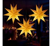 DAJASD Étoile Papier À Suspendre, 3 PCS 45 Cm Étoiles Pliantes De Noël, Etoile a Suspendre avec LED Lumineuse, Ornements Suspendus pour Mariage, Anniversaire, Noël, Décoration De Fête(Blanc)