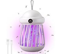 DAJASD Lampe tue-moustiques 2 en 1 électrique pour intérieur et extérieur, rechargeable par USB, lampe UV et lampe d'éclairage, 360 ° pour jardin, camping, blanc