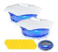 DAJASD Lot de 2 pièges à puces et punaises de lit avec 4 modes d'éclairage - Piège à punaises de lit adhésif léger avec 20 autocollants omnidirectionnels - Pour salon, chambre à coucher, chambre