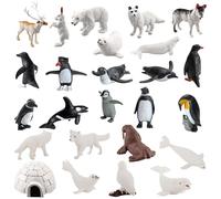 DAJASD Lot de 26 Figurines d'animaux de l'Arctique, Mini Animaux Arctiques, Figurines d'animaux Polaires, Mini Figurine en Plastique, Pingouin, Ours Polaire, Phoque, Cadeau d'anniversaire de Noël