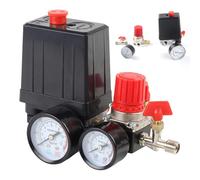 DAJASD Pressostat Compresseur d'air, 1/4" Filtre Régulateur, Régulateur de pression, Pressostat avec valve de sécurité et manomètre, 120 PSI, rouleaux de 5 à 8 bar
