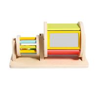 DAJASD Tambour tournant Montessor, 2 in 1 Jouet Montessori Bébé 6-12 Mois, Toys à Tambour en Rotation, Jouet Rotatif en Bois pour Bébé, Spinning Rotating Drum Toy, Rotatif avec Miroir et Cloche