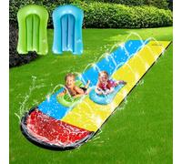 DAJASD Toboggan aquatique de jardin pour enfants, 6,1 x 1,4 m, toboggan aquatique gonflable avec 2 bodyboards, double toboggan aquatique avec arroseur intégré, jouet aquatique pour enfants et adultes