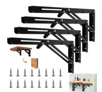 DAJAVE 4 Pièces Équerre Pliante 400mm, Lourds Support Console Pliable, Equerre Pliante en Acier Inoxydable avec Vis Console Pliable Chargeable 150 kg, Equerre Etagere Pour Garage,Cuisine,Chambre