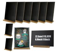 DAJAVE Lot de 10 Mini Ardoises Craie 22x15CM, Ardoises Restaurant et Mariage - Mini Tableaux Noirs avec Pied en Bois - Idéal pour Buffet et Événements - Ardoise Table de Décoration
