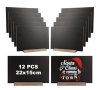 DAJAVE Lot de 12 mini ardoises tableaux craie double face de 22 x 15 cm avec supports, petits tableaux noirs de table pour étiquettes de prix, mariages, fêtes, boulangerie