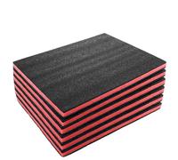 DAJAVE Lot de 6 plaques en mousse de précision pour caisse à outils - Inserts pour valise - Mousse polyéthylène - Noir/rouge (40 x 30 x 2,5 cm)