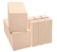 DAJAVE Lot de 8 grands blocs de bois de tilleul de sculpture - 20 x 7,5 x 7,5 cm + petits blocs de bois de 10 x 2,5 x 2,5 cm - Bois de tilleul souple pour sculpter - Modèle pratique pour enfants