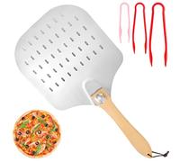 DAJAVE Pelle à pizza en acier inoxydable de 30 cm avec poignée pliable en bois d'acacia et grande surface, passe au lave-vaisselle, couteau à pizza professionnel en acier inoxydable, pelle à pizza