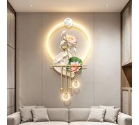DAJIAYIQI Décoration Murale 3D Lotus Lumineuse, Lampe LED Créative Neuf Poissons De Style Chinois, Fixations Suspendues En Alliage D'aluminium, Tableau Mural En Acrylique(A,60 * 120cm)
