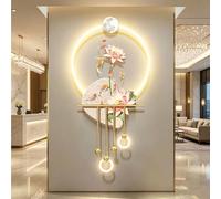 DAJIAYIQI Décoration Murale 3D Lotus Lumineuse, Lampe LED Créative Neuf Poissons De Style Chinois, Fixations Suspendues En Alliage D'aluminium, Tableau Mural En Acrylique(C,60 * 120cm)