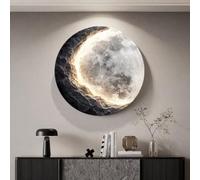 DAJIAYIQI Décoration murale 3D « Lune » en grès, applique LED ronde moderne, tableau lumineux d'ambiance (intensité réglable via USB), sculpture murale pour salon, chambre ou entrée(B,50cm/19.6in)