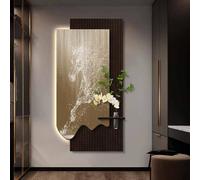 DAJIAYIQI Décoration murale en grès avec éclairage LED, décoration verticale à suspendre, grand tableau représentant des chevaux au galop, avec plante artificielle et vase(D,60 * 120cm)