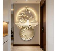 DAJIAYIQI Décoration murale LED Zen, sculptures murales de style japonais, tableau lumineux télécommandé par USB, idéal pour salle de méditation, entrée et spa(B,80x120cm)