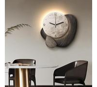 DAJIAYIQI Horloge murale décorative 3D, sculpture murale en grès sans cadre avec éclairage LED, horloge murale moderne pour salon, salle à manger, entrée, chambre(Gray,15.7in)