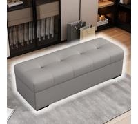 DAJIAYIQI Pouf Rabattable en Cuir véritable, Banc rembourré Domestique Grande capacité Support Stable 330 Livres(Gray,L-63in)
