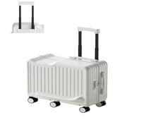 DAJIAYIQI Valise à roulettes pour Enfants - Bagage de Voyage avec siège intégré - Valise Rigide pour Le Rangement de vêtements, cosmétiques et appareils électroniques(White)