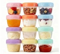 Dajidafu 12 petits récipients de congélation, 77 ml, mini-récipients en plastique avec couvercles, sans BPA, réutilisables, pour conserver les en-cas, les sauces, les aliments pour bébé