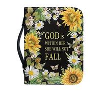 Dajingkj Grand sac biblique personnalisé en cuir avec fermeture éclair pour femme, Jaune tournesol, m