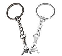 DAJISI Porte-clés Pinky Promise en acier inoxydable assorti pour couples, Saint-Valentin, anniversaire, anniversaire de mariage pour elle, lui, petit ami, petite amie, Noir/argent, 8cm