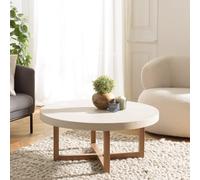 Dak - table basse ronde 92x92cm en béton et bois de teck beige