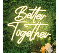 DAKABUKA Better Together,Panneau néon LED blanc chaud pour mariage, fête prénuptiale, fiançailles, anniversaire de mariage, avec interrupteur à intensité variable, alimentation USB 5 V (37.1x33 cm)