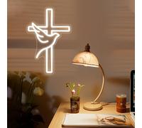 DAKABUKA Croix Néon pour Décoration Murale Colombe de la Paix Lumière LED variable LED-Croix de Pâques Lumineuse pour Chambre à Coucher Maison Salle Festival Décoration de Mariage