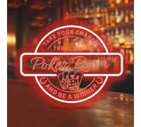 DAKABUKA Enseigne LED personnalisée acrylique pour salle de poker, enseigne néon décoration murale cadeaux