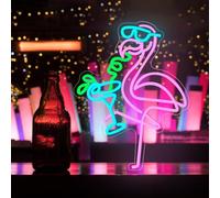 DAKABUKA Enseigne néon à DEL flamant rose à intensité variable pour bar à bière, fête hawaïenne, maison, pub, fête, homme, grotte, club, boutiques, hôtel, magasin, cadeau d'affaires