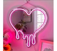 DAKABUKA Lampe néon en forme de cœur - Miroir LED décoratif en néon rose fondu pour mur de chambre à coucher et de fille, studio, boutique, décor de fête d’anniversaire (38x39cm)