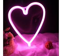 DAKABUKA Lampes néons en forme de cœur LED pour décoration murale USB ou piles pour chambre anniversaire fête de la Saint-Valentin Noël salon enfants mariage filles décoration (rose)
