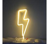 DAKABUKA Lightning Bolt Panneau Lumineux Bolt Veilleuse pour Décoration Murale USB ou Piles pour Chambre à Coucher Chambre Enfant Salon Bar Noël (Blanc Chaud)