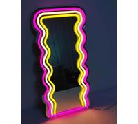 DAKABUKA Miroir ondulé néon LED - Miroir de maquillage mural irrégulier pour chambre à coucher, salon de beauté, salon, chambre de fille (40,6 x 24,9 cm)