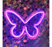 DAKABUKA Panneau LED néon papillon pour décoration de chambre, alimenté par USB ou piles 3AA pour filles, décoration murale, fête, Saint Valentin, Noël, salon, enfants (rose)