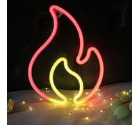 DAKABUKA Panneau lumineux LED en forme de flamme à suspendre pour décoration murale, alimentation USB ou piles, pour chambre d'enfant, garçon, fête, bar, anniversaire