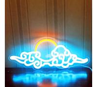 DAKABUKA Panneau Néon Coucher de Soleil Lever de Soleil Dimmable avec Nuages Animés LED pour Décoration Murale et de Pièce Chambre à Coucher Thème Anime pour Caverne d'Homme Bureau Bar Anniversaire