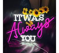 DAKABUKA Panneau néon « It Was Always You » pour Mariage, Saint-Valentin, décoration Murale avec Interrupteur à intensité Variable, lumières LED Blanches pour Enterrement de Vie de Jeune Fille,