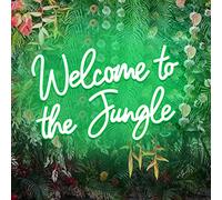 DAKABUKA Panneau néon LED « Welcome to The Jungle » pour décoration murale, panneau lumineux USB pour jardin, maison, porche, magasin, Noël, salon, bar (41 x 28 cm)