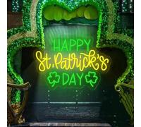 DAKABUKA Panneau néon lumineux pour décoration murale de la Saint-Patrick - Trèfle vert - pour la Saint-Patrick