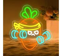 DAKABUKA Panneau Néon Multicolore en Forme de Carotte en Acrylique 50 cm pour Décoration Murale Sportive et Décontractée LED