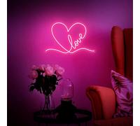 DAKABUKA Panneau néon personnalisé en forme de cœur à LED personnalisable - Lumière néon en forme de cœur - Pour décoration murale - Saint-Valentin - Anniversaire de mariage - Fille - Décoration de