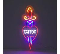 DAKABUKA Panneau néon pour tatouage à intensité variable, panneau LED pour tatouage, panneaux lumineux pour tatouage pour salon de beauté, caverne d'homme, studio de tatouage, magasin d'affaires