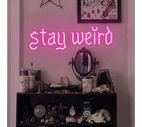 DAKABUKA Panneau néon « Stay Weird » pour décoration murale avec USB, pour décoration murale, chambre à coucher, salon, salle d'étude, cadeau d'anniversaire, rose