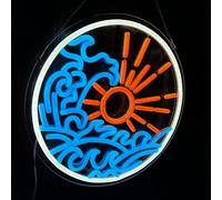 DAKABUKA Panneaux néon coucher lever de soleil à intensité variable LED vagues pour décoration murale décoration chambre bureau bar fête d'anniversaire Noël (bleu glacier orange)