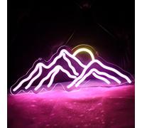 DAKABUKA Signes néon de coucher de soleil et montagne pour décoration d'intérieur, panneau lumineux LED pour chambre à coucher, mur, décoration de montagne pour la maison, fête, mariage, décoration de