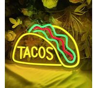 DAKABUKA Tacos Enseigne néon LED Tacos Lumières pour la cuisine mexicaine Décoration murale Éclairage de panneau alimenté par USB Néon chante pour le bar à tacos fêtes cuisine