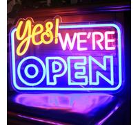 DAKABUKA Yes We are Open Panneau néon LED à intensité variable alimenté par USB pour magasin d'affaires, café, hôtel, restaurant, bar (42 x 28 cm)