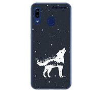Dakanna Coque en silicone souple pour Samsung Galaxy A20e Motif loup avec phrase : We Are All Made of Stars], couleur [bord transparent]