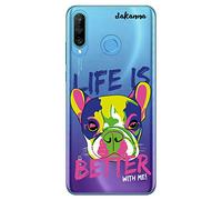 dakanna Coque pour [Huawei P30 Lite] en Silicone Souple, Design [Chien avec la Phrase Life is Better with Me] Étui Housse en Gel TPU [Fond Transparent]